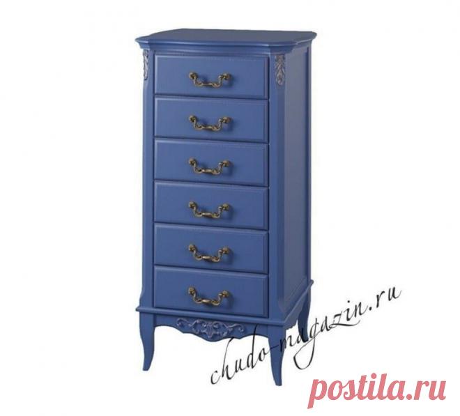 Высокий комод синего цвета на ножках с 6 тью ящиками купить по цене 48 000 руб. в Москве — интернет магазин chudo-magazin.ru