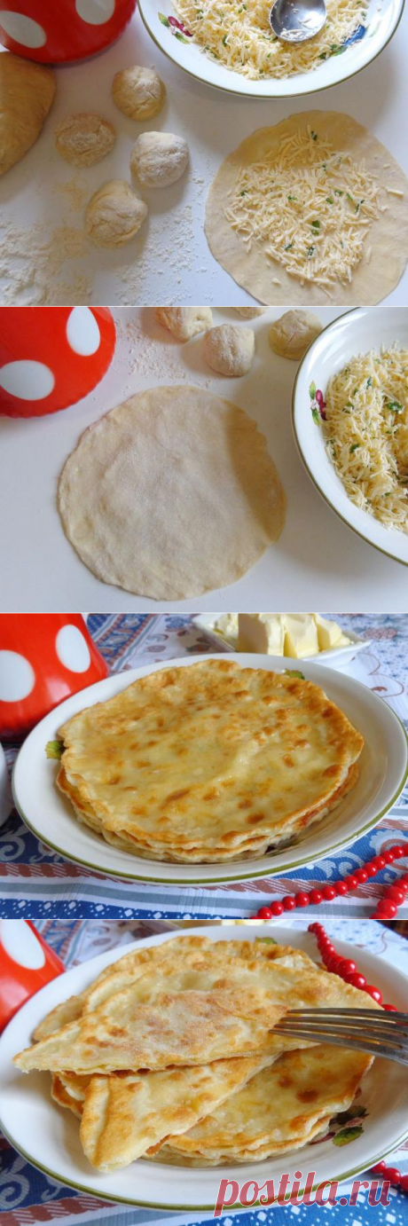 Домашние лепешки с сыром, чесноком и зеленью на сковороде | CityWomanCafe.com
