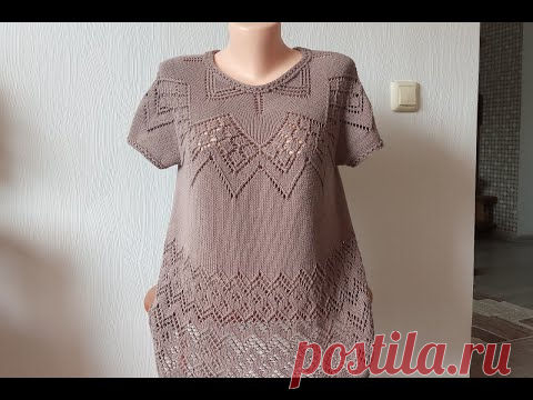 Туника с ажурной кокеткой спицами