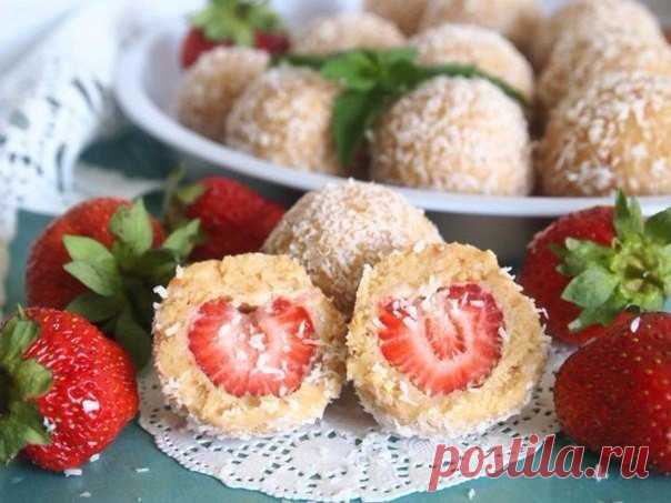 В сезон клубники - Десертные шарики с клубникой!