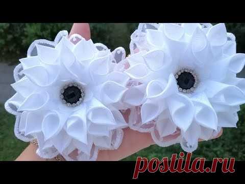 Цветы из лент 2.5cm/🌺 Очень легкий вариант/🌺 Ribbon Flowes/Tutorial/D.I.Y
