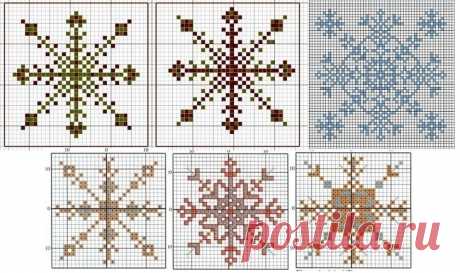 Снежинка: вышивка крестом, гладью и бисером по схеме