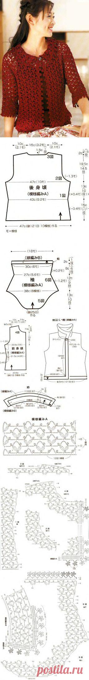 Ажурный жакетик крючком