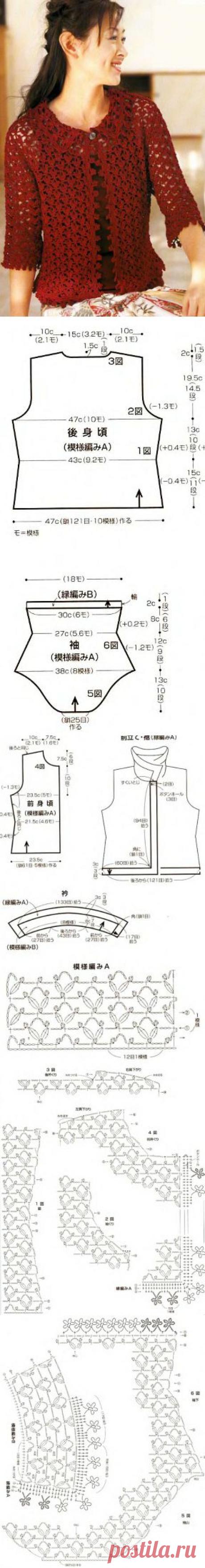 Ажурный жакетик крючком