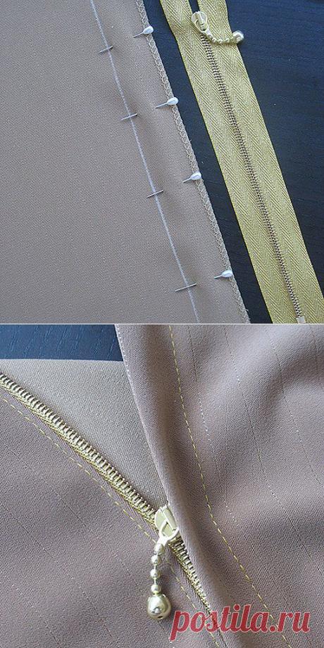 Шитье. Втачивание молнии (не потайная).