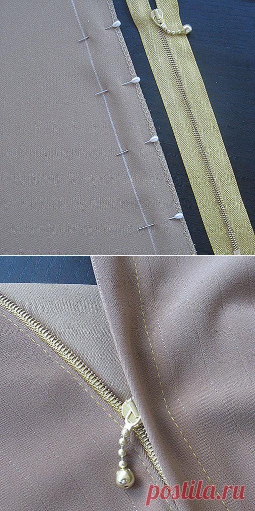 Шитье. Втачивание молнии (не потайная).
