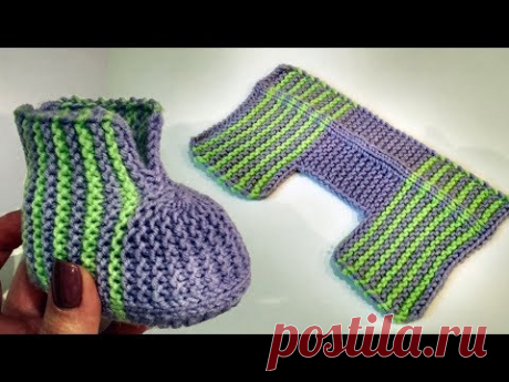 Пинетки спицами. Еще одни ПРОСТЫЕ ПИНЕТКИ на двух спицах