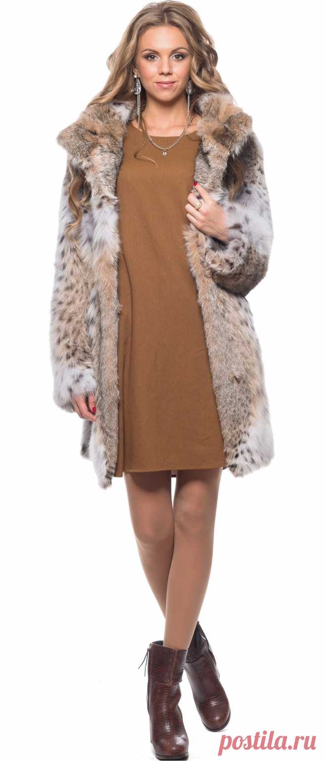 Купить Полупальто из меха рыси, модель 128112 - Цена 362500