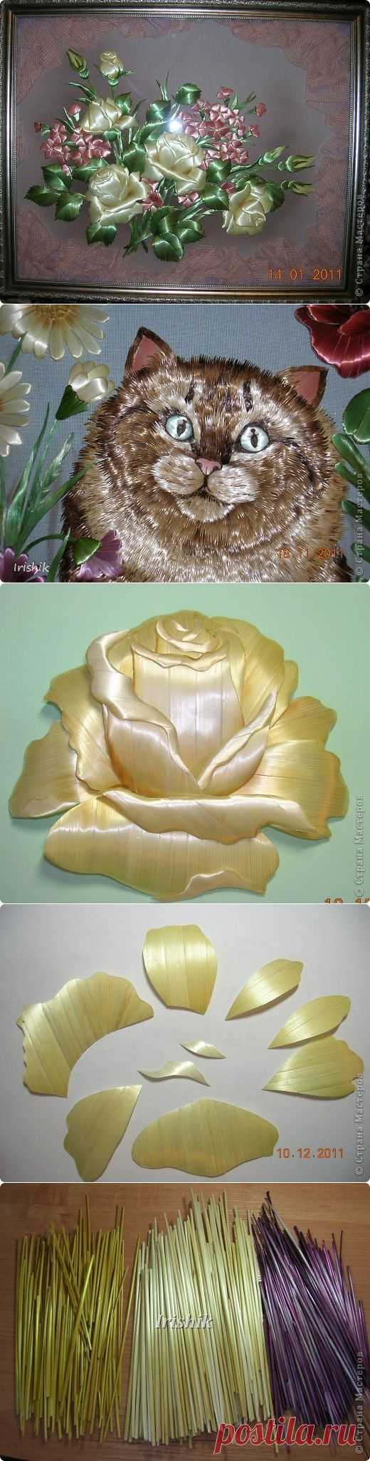 Восхитительные розы. Аппликация из соломки. Мастер-класс.