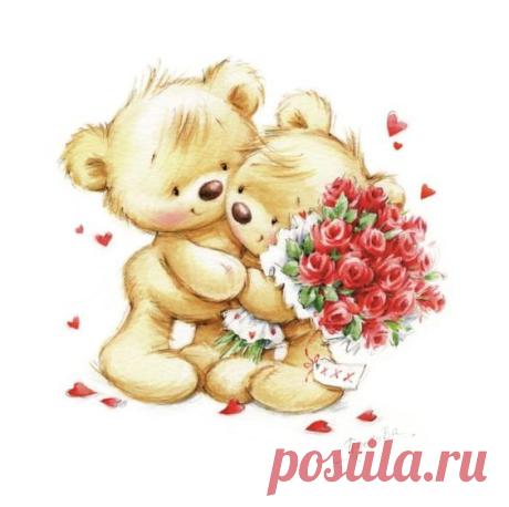 Marina Fedotova - The bear gives a bouquet of roses.psd | FOFURAS