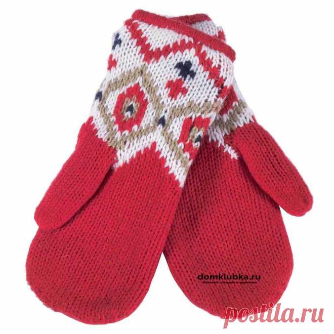 Свяжем зимние варежки на двух спицах