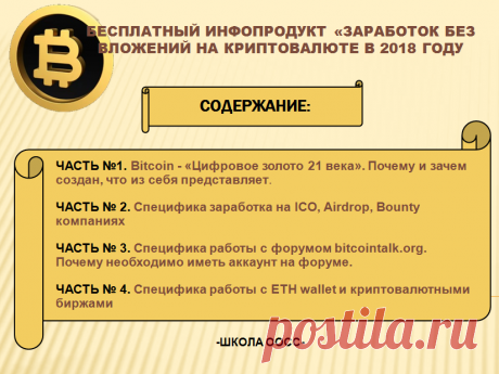 Презентация бесплатного инфопродукта Школы ООСС "Заработок без вложений на криптовалюте в 2008 году" | gid-informportal.ru