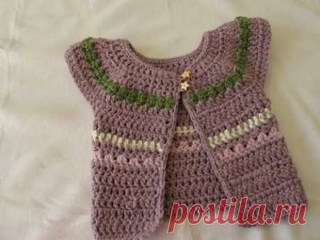 VERY EASY chunky crochet baby / girl's cardigan tutorial - fair isle sweater / jumper