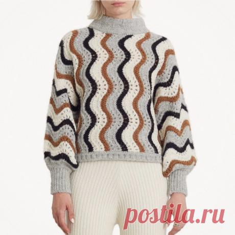 Узор «павлинье перо» или «ажурные волны»: 5 интересных идей вязания плечевого изделия | Вяжем вместе! | Дзен