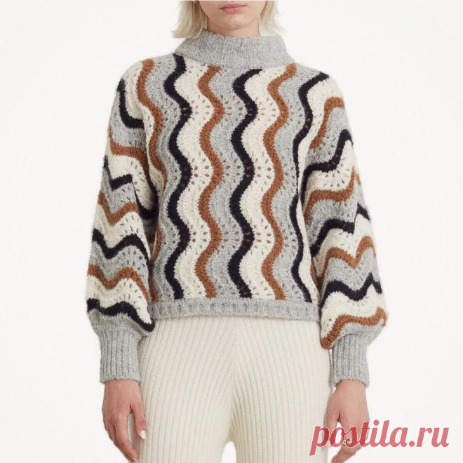 Узор «павлинье перо» или «ажурные волны»: 5 интересных идей вязания плечевого изделия | Вяжем вместе! | Дзен