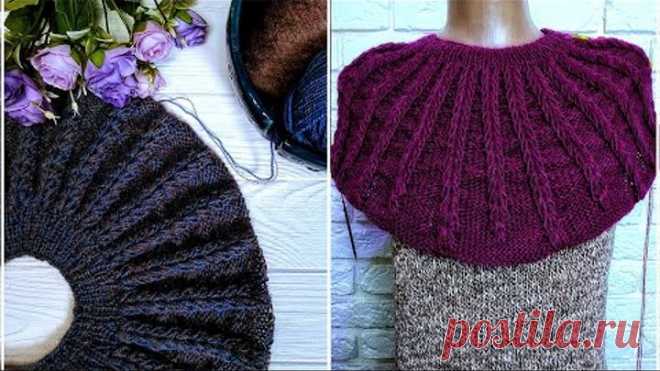 не АЗИАТСКИЙ РОСТОК / КРУГЛАЯ КОКЕТКА с узором колоски из вытянутых петель