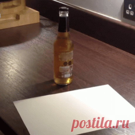 Как открыть бутылку пива с помощью обычного листа бумаги
