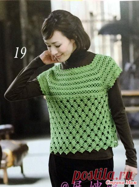 Безрукавка с квадратной кокеткой. Крючок. - ВЯЗАНАЯ МОДА+ ДЛЯ НЕМОДЕЛЬНЫХ ДАМ - Страна Мам