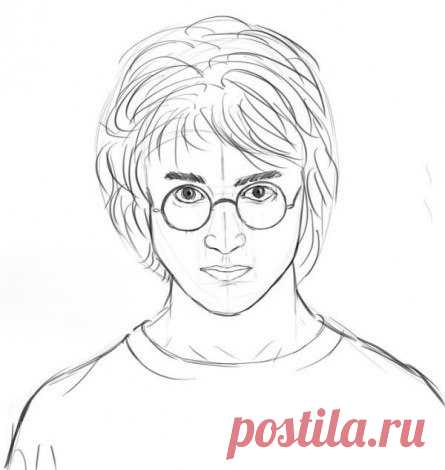 Поэтапное рисование. Гарри Поттер / Уроки рисования для начинающих карандашом, поэтапный метод / КлуКлу. Рукоделие - бисероплетение, квиллинг, вышивка крестом, вязание