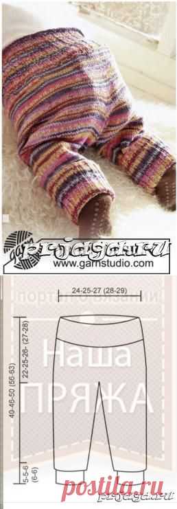 Вязание спицами для детей – штанишки из Дропс на русском