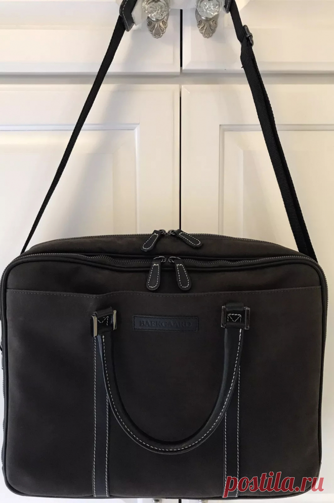 Baekgaard Rare Leather Trim Brown Business Laptop Bag With Strap Unisex | eBay