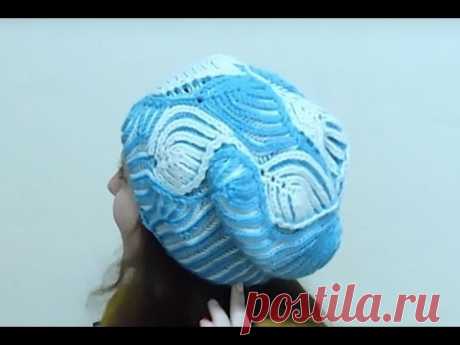 Женская шапка "Морозные узоры" Бриошь спицами. Часть 2 // Brioche Stitch // Women's hats knitting