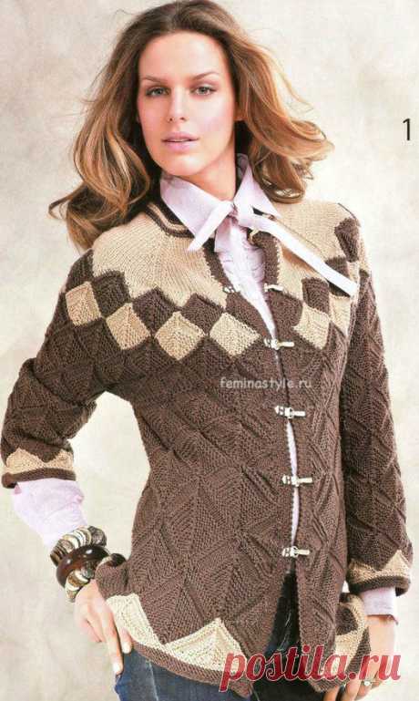 Вязаный жакет реглан с узором "домино" / Рукоделие / Домоводство / Женские секреты / Женский стиль