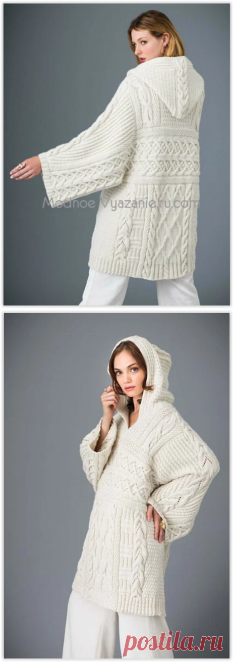 Узорчатая туника с капюшоном от дизайнера Deborah Newton: описание и схема вязания спицами. / Обсуждение на LiveInternet - Российский Сервис Онлайн-Дневников