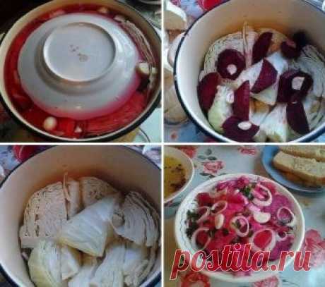 ВКУСНЕЙШАЯ "Капусточка по-ГРУЗИНСКИ" 

Вся моя семья обожает такую капусту. Приготовьте, это Очень ВКУСНО. 

Ингредиенты: 
- кочан белой капусты, 
- свекла, 
- чеснок, 
- стручок горького перца, 
- чёрный горошком перец, 
- соль, 
- крутой кипяток 

Приготовление: 
1. Режем кочан капусты кусками вместе с кочерыжкой, свеклу разрезаем кружочками, чистим чеснок, нарезаем кусочками горькую перчину. 
2. В глубокую кастрюлю складываем слоями:куски капусты, затем кружки свеклы, з...