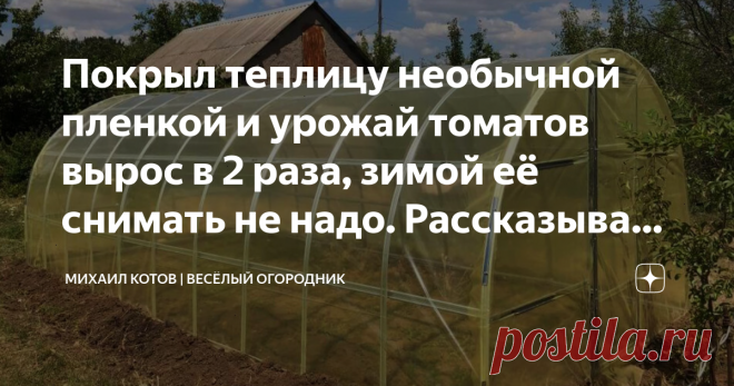 Покрыл теплицу необычной пленкой и урожай томатов вырос в 2 раза, зимой её снимать не надо. Рассказываю о своем опыте