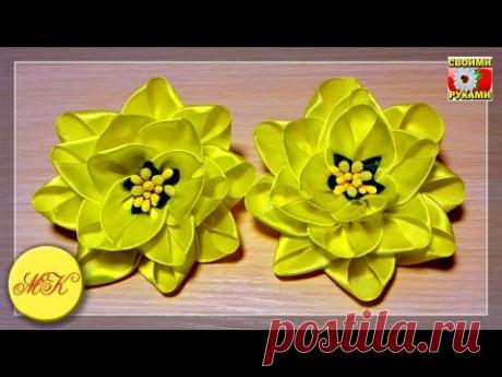 Резиночки для волос с яркими цветами канзаши, мастер класс