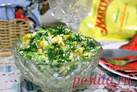 Салат из пекинской капусты с сыром и кукурузой рецепт с фотографиями