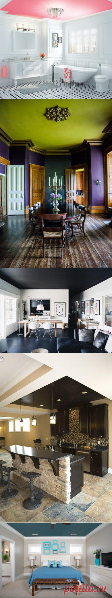 Почему стоит сделать потолок цветным | Роскошь и уют