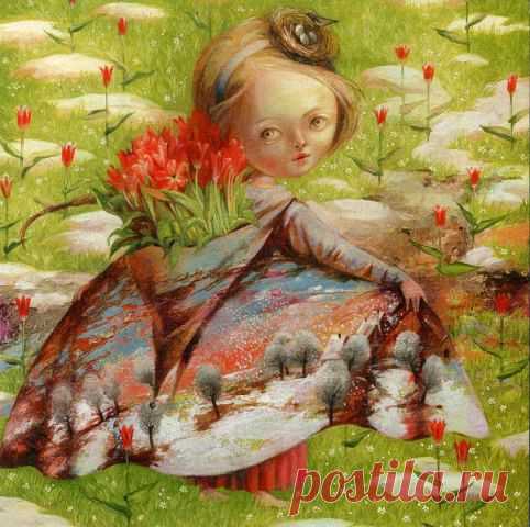 Человеку дана великая сила-Вера. Вера в добро, Вера в исцеление, Вера в лучшее. Но как только, человек начинает сомневаться… Вере конец. Верьте и творите добро, и вы увидите мир с другой стороны… с лучшей! Худ.Наталья Деревянко,"Весна"