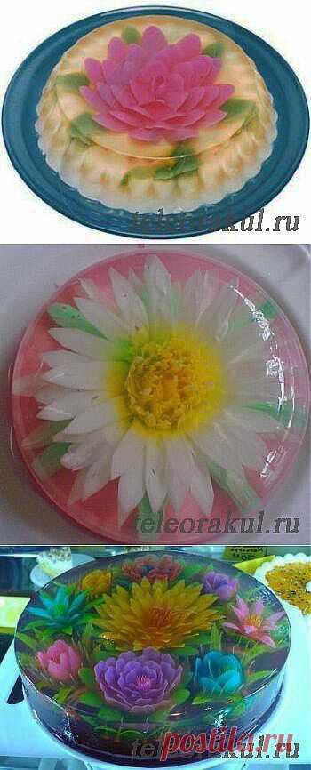 3D цветы в желе - рецепты с фото