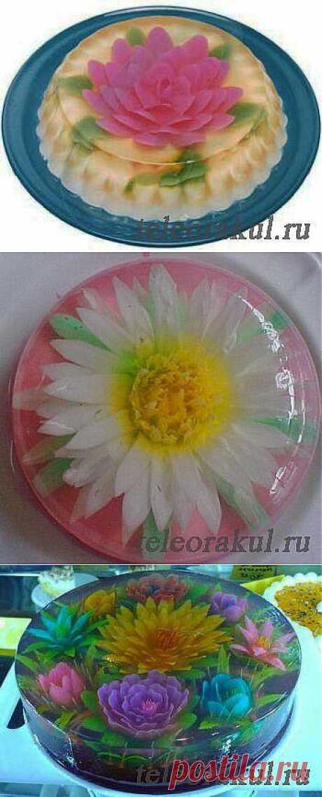 3D цветы в желе - рецепты с фото