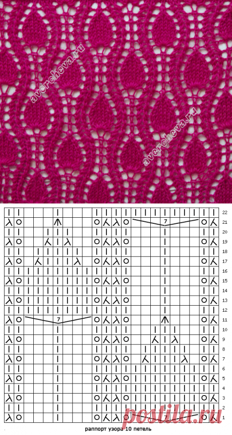 узор 257 факел |  каталог вязаных спицами узоров
