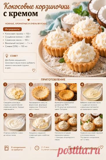 Кокосовые корзиночки с кремом