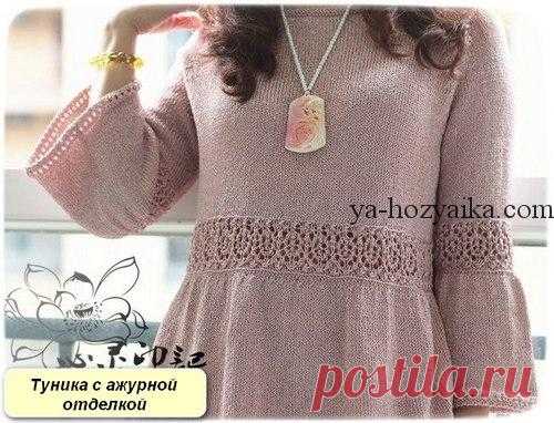 Туника спицами с ажурной отделкой Туника спицами с  ажурной отделкой. (1) Похожее