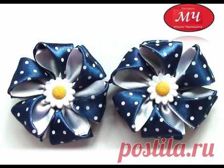 МК Резинки с цветами из атласной ленты. Канзаши. Цветы из лент. DIY Ribbon flower