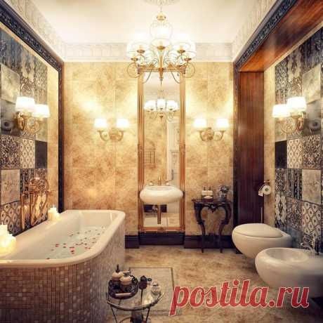 Роскошный дизайн ванной комнаты 
#Ванная@vk_interior