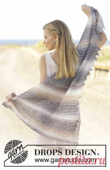 Запись на стене [club60393515|Полосатая шаль]#Шали@v.k.uyutnoyevyazaniye Размеры: ширина по верхнему краю около 150 см, высота около 67 см. Материалы: пряжа DROPS DELIGHT от Garnstudio 100 грамм, цвет № 02, меланжевый фиолетовый/бежевый/лилово-розовый; а также DROPS KID-SILK от Garnstudio..