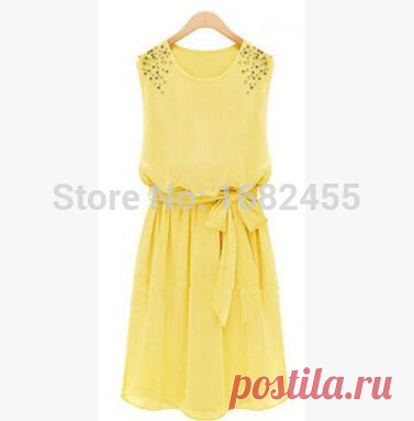 Dresses Picture - More Detailed Picture about 2015 summer new women's Korean Slim beads chiffon dresses sleeveless vest dres,free shipping,AM0535 Picture in Dresses from Jack-Huang | Aliexpress.com | Alibaba Group