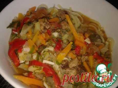 Лагман от Дюдюки - кулинарный рецепт


    Баранина	(антрекоты) — 500 г
    Морковь	(крупная) — 1 шт
    Лук репчатый	(средней величины) — 2 шт
    Перец болгарский	(красный крупный) — 1 шт
    Редька	(белая средней величины) — 1 шт
    Помидор	(средней величиы) — 4 шт
    Чеснок	— 3 зуб.
    Зира	— 0,3 ч. л.
    Перец черный	(по вкусу)
    Соль	(по вкусу)
    Масло растительное	— 50 мл
    Лист лавровый	(по вкусу)
    Картофель - 1 шт.