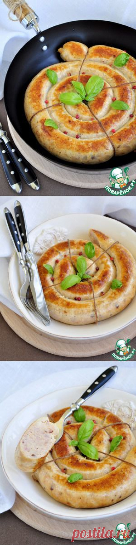 Ароматная куриная колбаса в сковороде - кулинарный рецепт