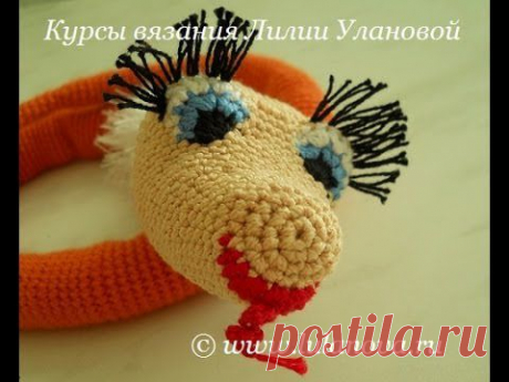 Змея Черная - 1 часть - Knitting snake crochet - вязание крючком