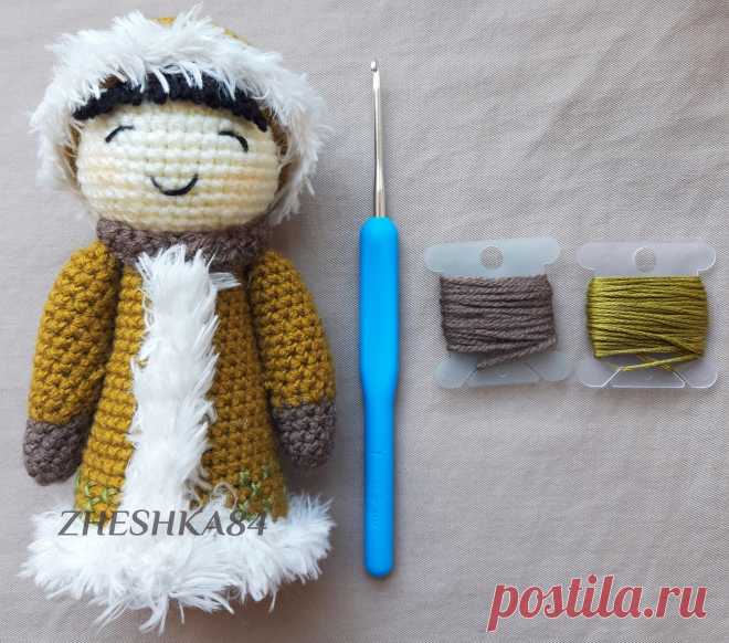 PDF Эскимоска Инмэлина крючком. FREE crochet pattern; Аmigurumi doll patterns. Амигуруми схемы и описания на русском. Вязаные игрушки и поделки своими руками #amimore - кукла, куколка эскимос, девочка.