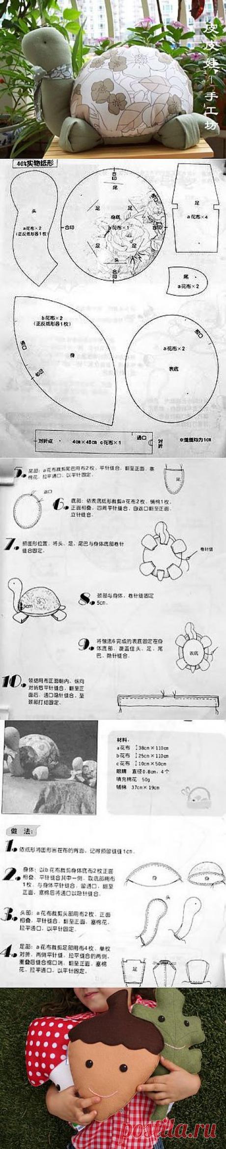 Черепаха - мягкая игрушка подушка своими руками / Мягкие игрушки своими руками, выкройки, мастер классы / Лунтики. Развиваем детей. Творчество и игрушки