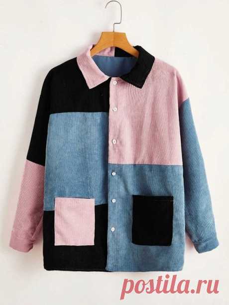 Patchwork Oversized Corduroy Overshirt