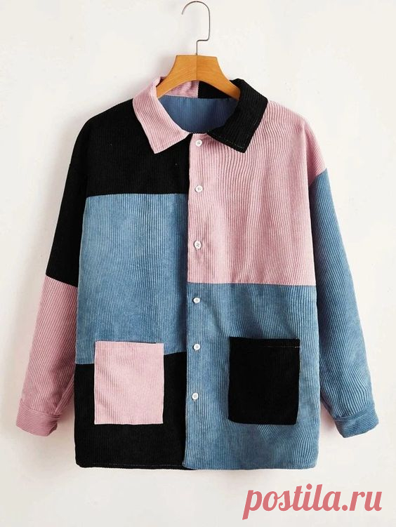 Patchwork Oversized Corduroy Overshirt